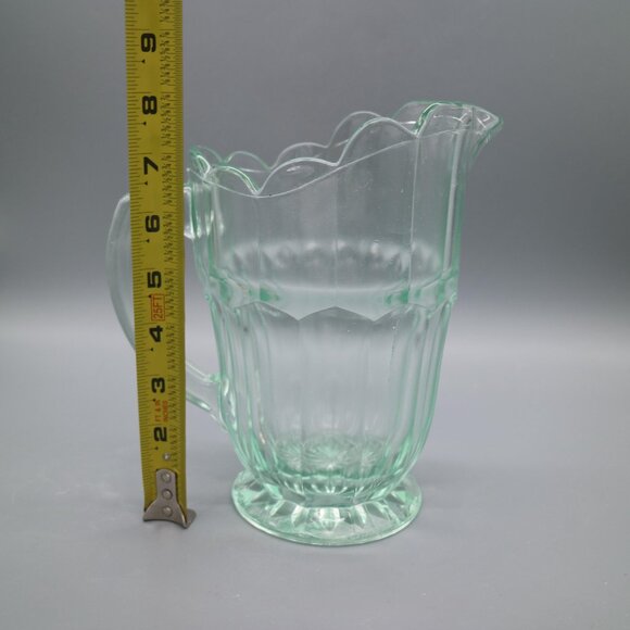 Antique Pale Turquoise EAPG Glass Full-Sized Water Pitcher Beveled Panels - Picture 6 of 6